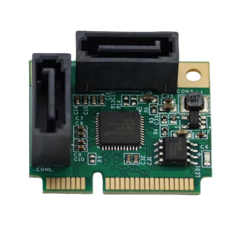 Mini PCI-E para 2 Portas SATA 3.0 Adaptador de Expansão, Chip PCI-Express, Placa de Expansão, PCIe para Dual SATA, 1PC