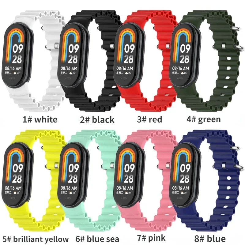 Ocean Silicone Strap For Xiaomi Mi Band 11 10 9 8 Strap Accessories Sport Bracelet Correa For Xiaomi Smart Band 11 Watchband