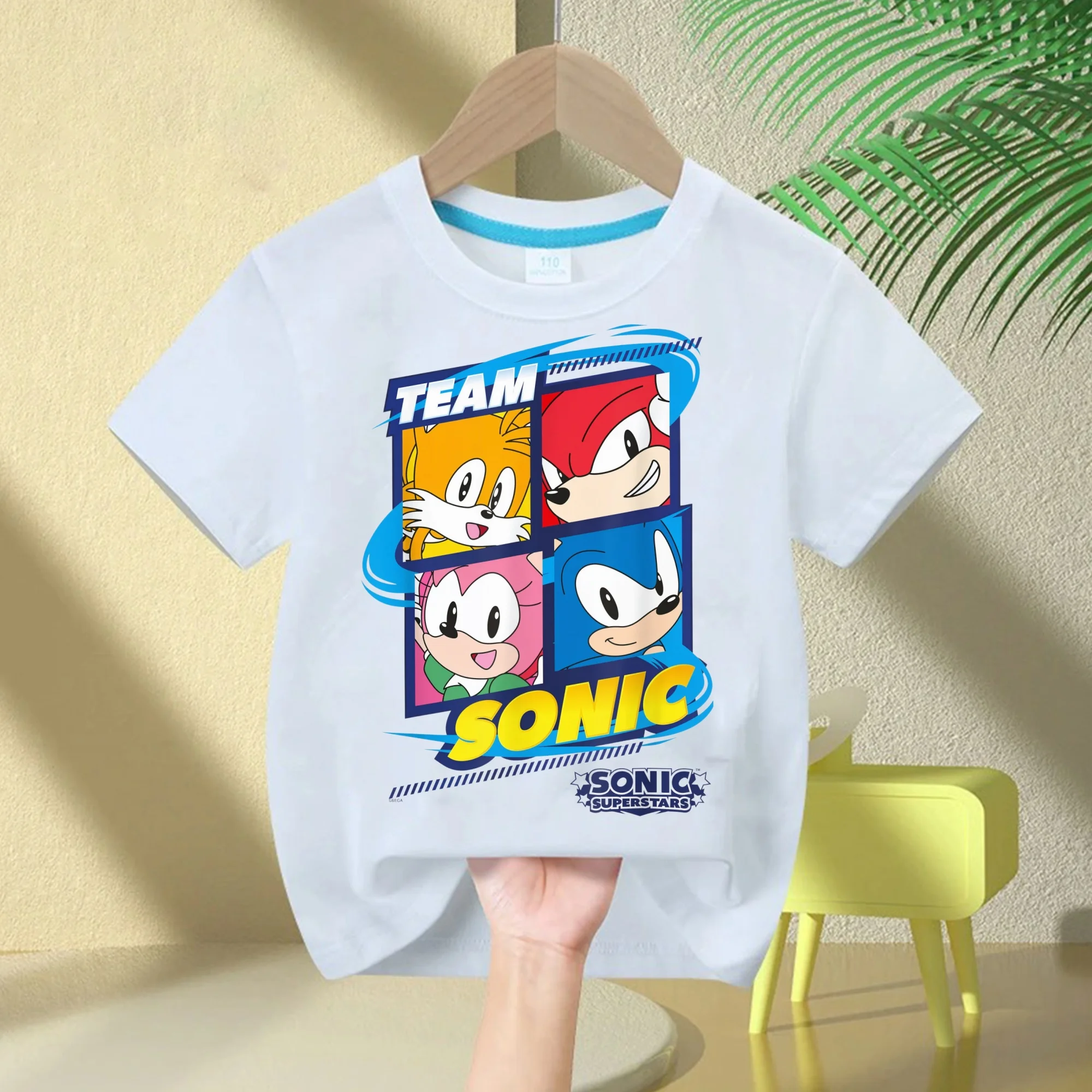2026 Cartoon Jungen-T-Shirt mit Rundhalsausschnitt, bequem, kurzärmelig, Sonic The Hedgehog, Kinder-T-Shirt aus reiner Baumwolle, atmungsaktives Oberteil für Mädchen – Detail 7
