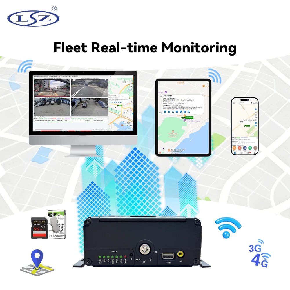 New 8 Channel 4g Gps Wifi Video Driving Recorder 360 Mobile Dvr Car Black Box Truck Mdvr For Car Vehicle Cctv