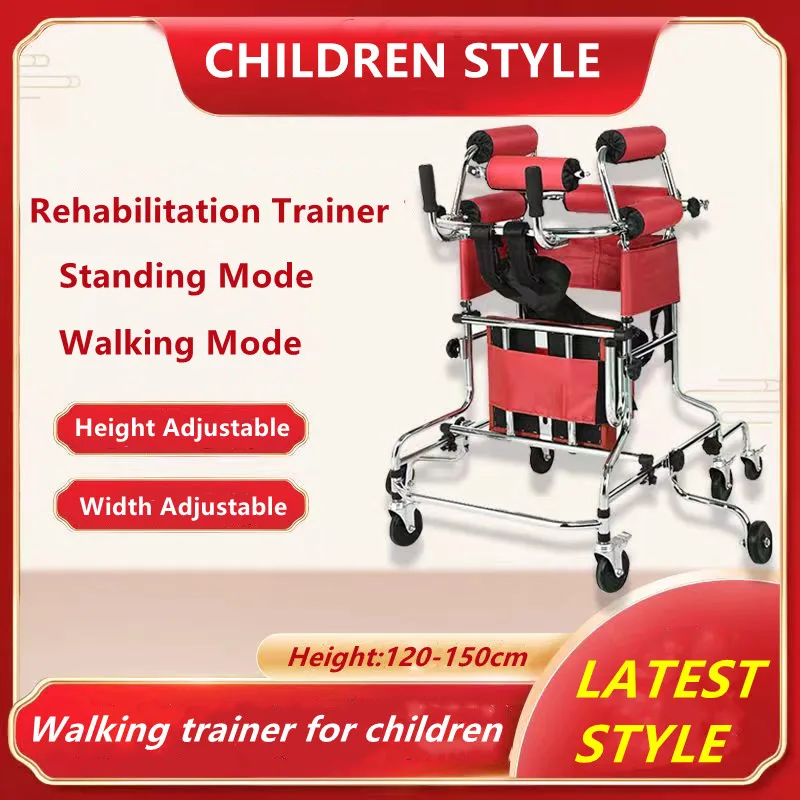 

8 Roller Cerebral Palsy Child Standing & Walking Aid Hemiplegic Walker Lower Limb Training Standing Frame with Wheels Walker