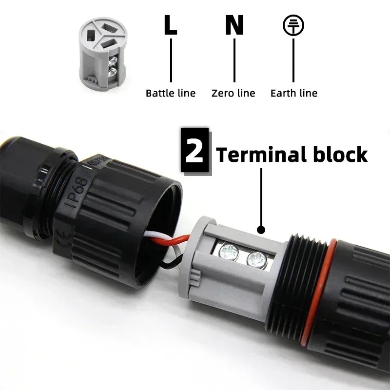 Quick Push-in Terminals Screw Connect IP68 I/T Shape Waterproof Connector 2/3/5 Pin Wire Connectors Electric Junction Box