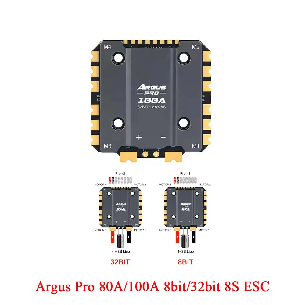 Axisflying Argus Pro 80A 100A 8bit 32bit 8S Controlador de velocidade ESC adequado para drones FPV de 13 polegadas