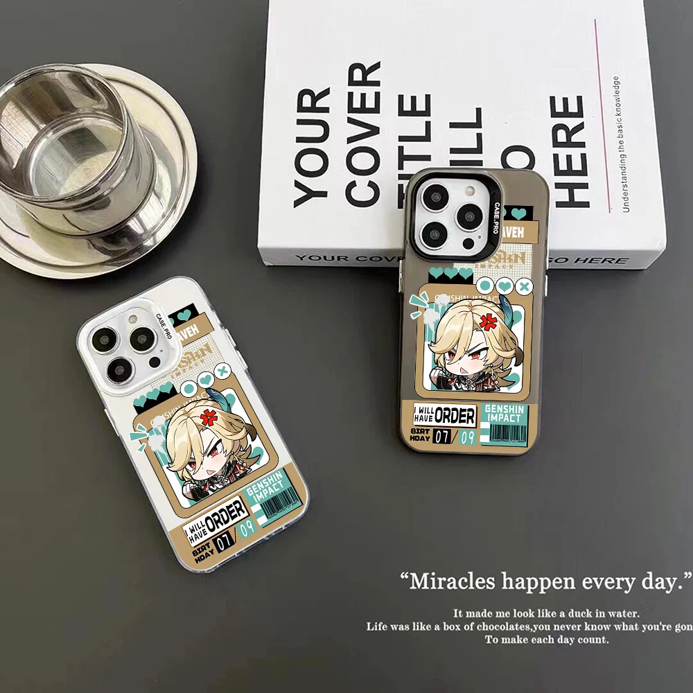 Kaveh Genshin Impact Phone Case IMD Color Silver Shell For IPhone 16 15 14 13 12 11 Pro Max Plus