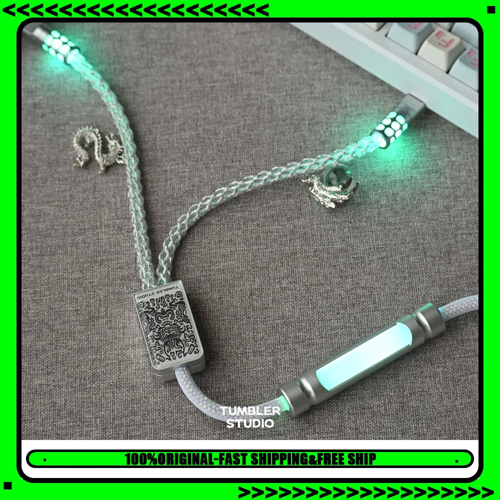 Tumbler Studio One-to-Two V2 8K Custom Mechanical Keyboard Aviator Cable One Input Dual Output Coiled Magnetic Switch Cord