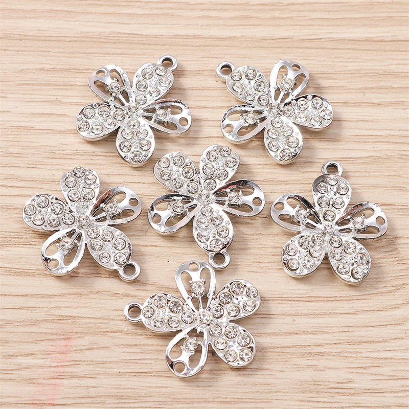 10 Stück 21x23mm Zarte Kristallblumen-Anhänger für die Herstellung von Ohrringen, Halsketten, Armbändern, DIY-Bastelarbeiten und Schmuckzubehör – Detail 4