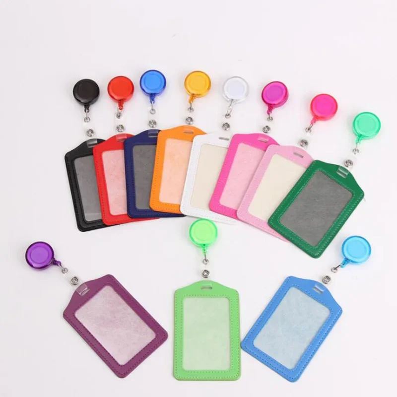 Bank Credit Card Holders Bus ID Card Holders Identity Badge Protector Cover Bus Card Covers with Retractable Reel Office Supply