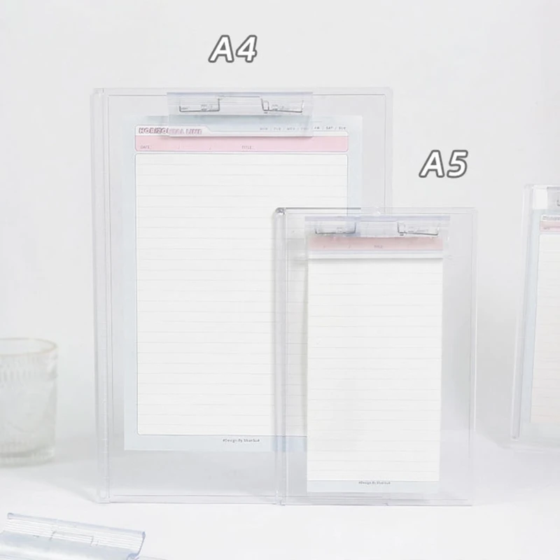 A4 A5 Clipboard Acrylic Transparent Clipboard Clear Clip Board Paper Holder Writing Board with Low Profile Clip