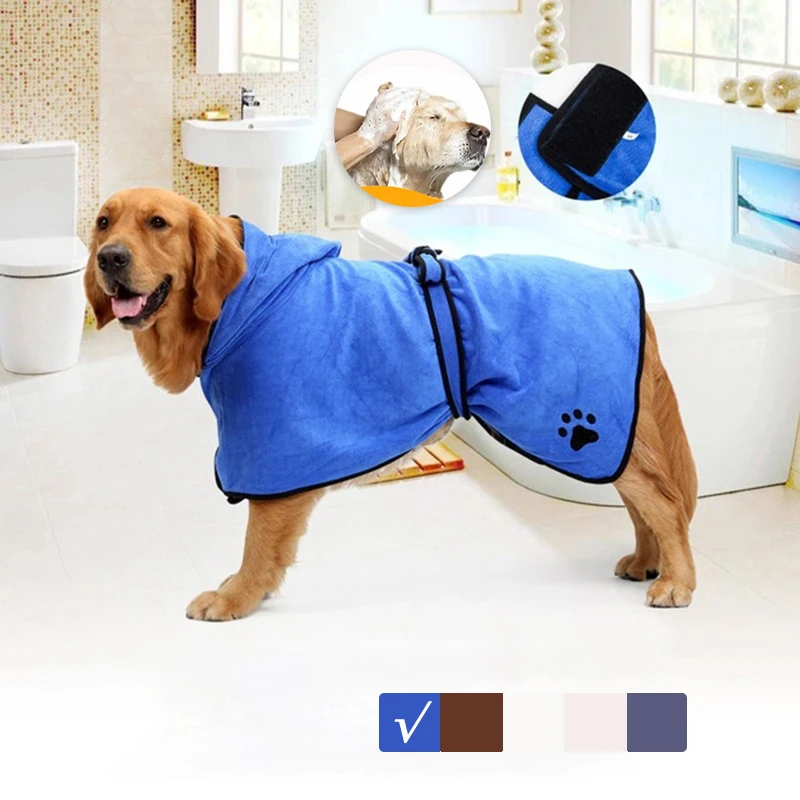 Dog Bathrobe Bath Towel Microfiber Pet Drying Coat Absorbent Towel for Large Medium Small Dogs Cat Fast Dry Dog Bath Accessories