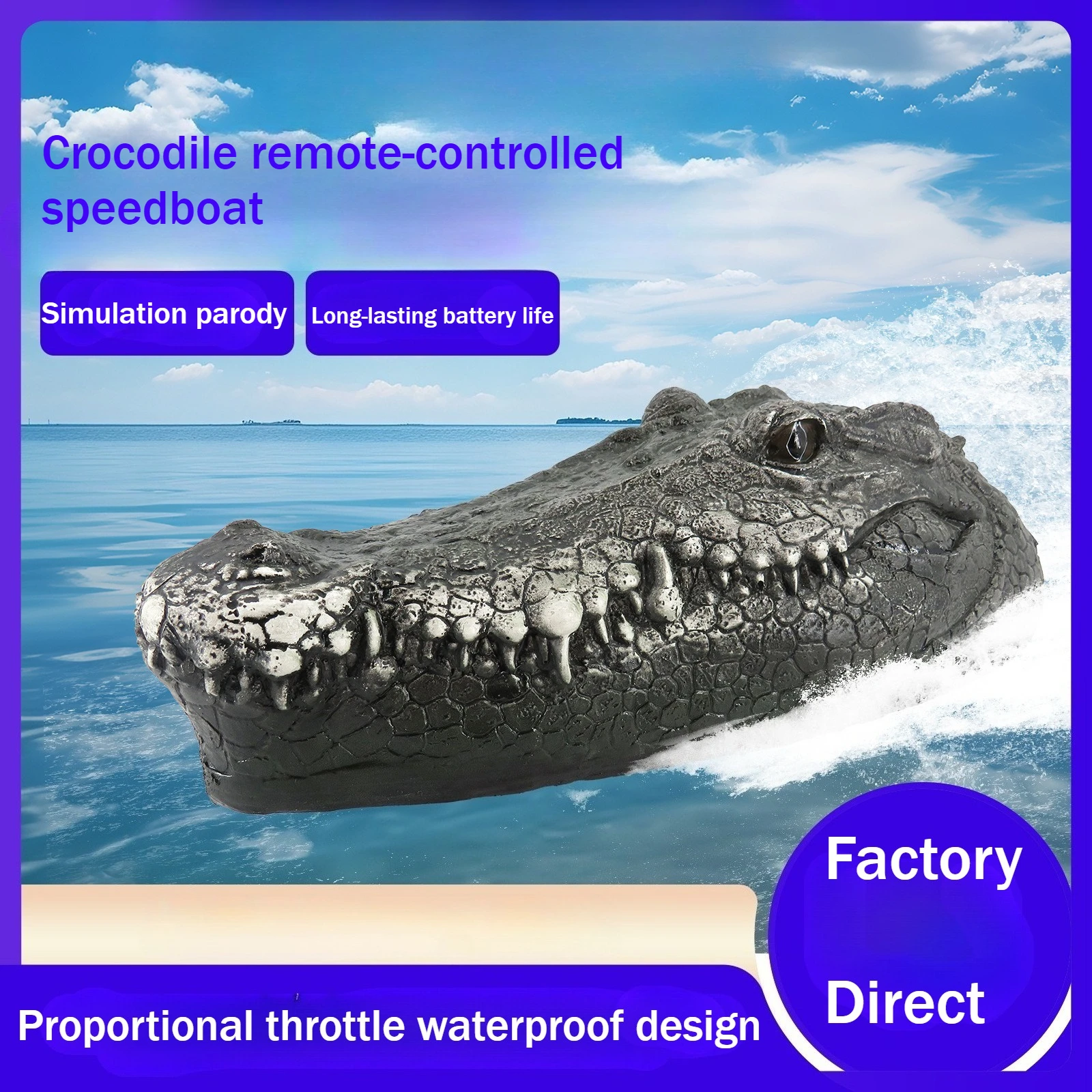 

Быстрый пульт дистанционного управления крокодиловой лодки, плавающая на воде радиоуправляемая лодка-крокодил, украшение на Хэллоуин, репеллент от птиц, пародия, игрушка