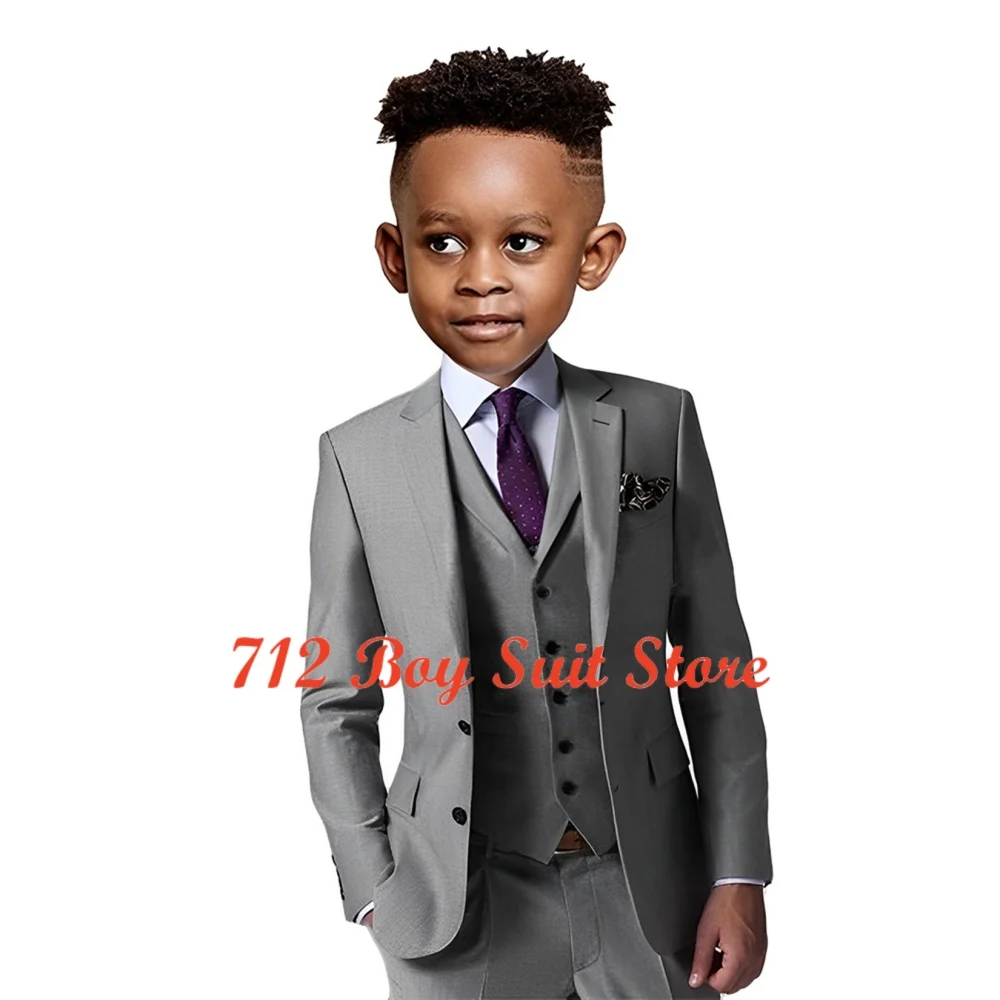 Traje Formal para niños, chaqueta ajustada, chaleco, pantalones, conjunto de 3 piezas, esmoquin para boda para niños de 2 a 16 años, ropa de moda para niños, trajes Blazer