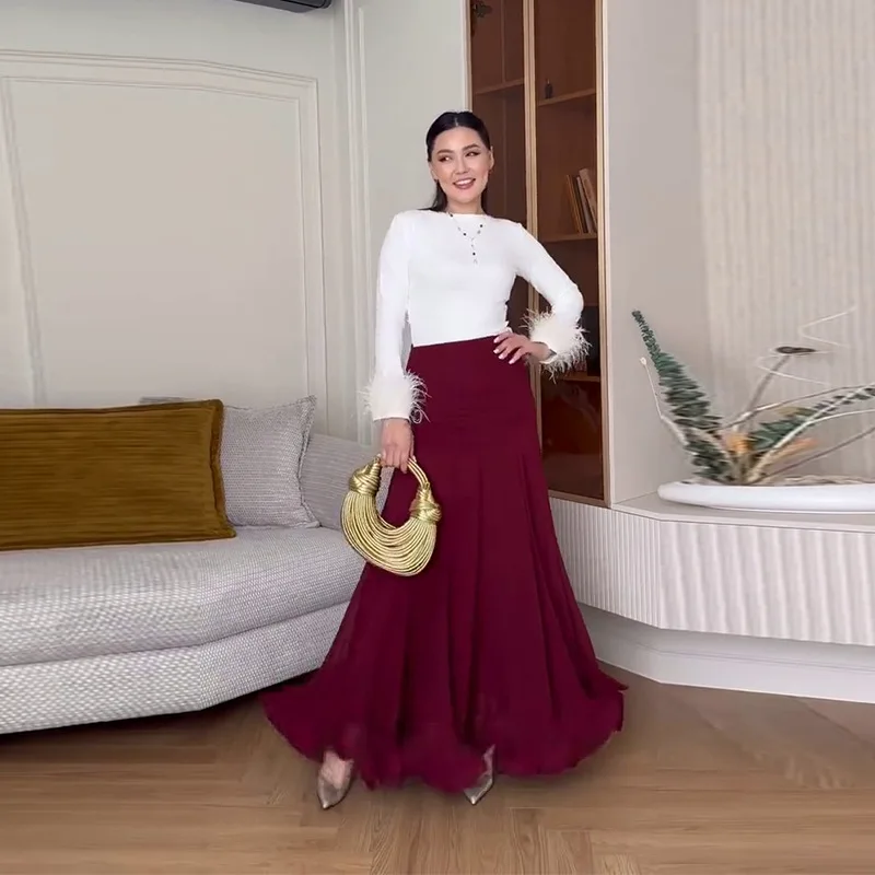 Langer Rock für Damen, Streetwear, solide, hohe Taille, Rüschen, Ballkleid, weibliche Taschen, Falten, A-Linie, lässige Vintage-Faltenröcke