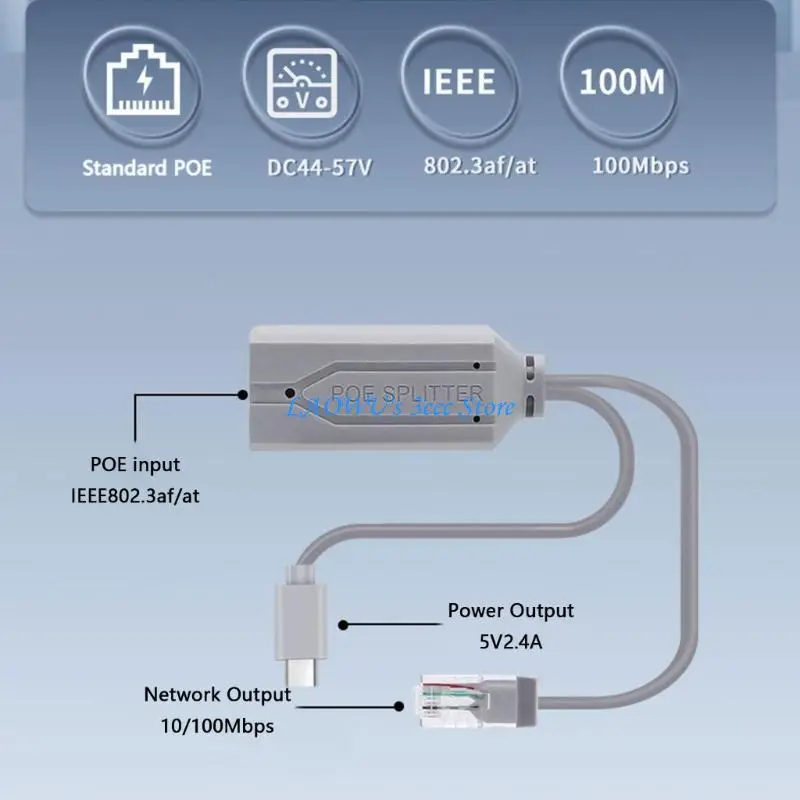 Y8AD Type C Power Over Ethernet Splitter от 48 В до 5 В адаптер сплиттера POE для гаджетов