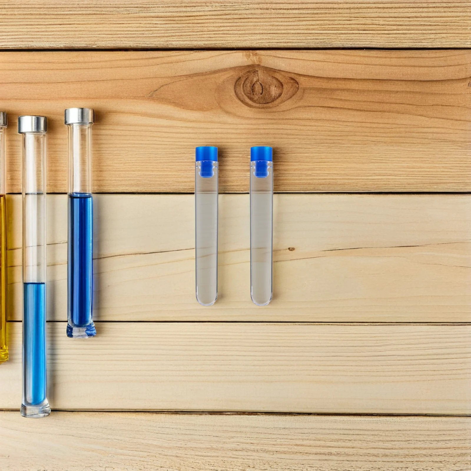 

50Pcs Disposable Plastic Test Tubes Blue Caps Laboratory Sample Storage Science Experiment Equipment Test Tubes