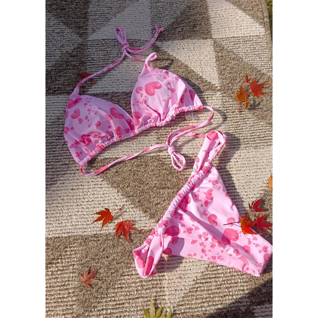 XS - XL, Bikini mit Blumenmuster und hohem Beinausschnitt, Damen-Badeanzug, zweiteiliges Bikini-Set, Badebekleidung, Badeanzug, Modell V6531. – Detail 13