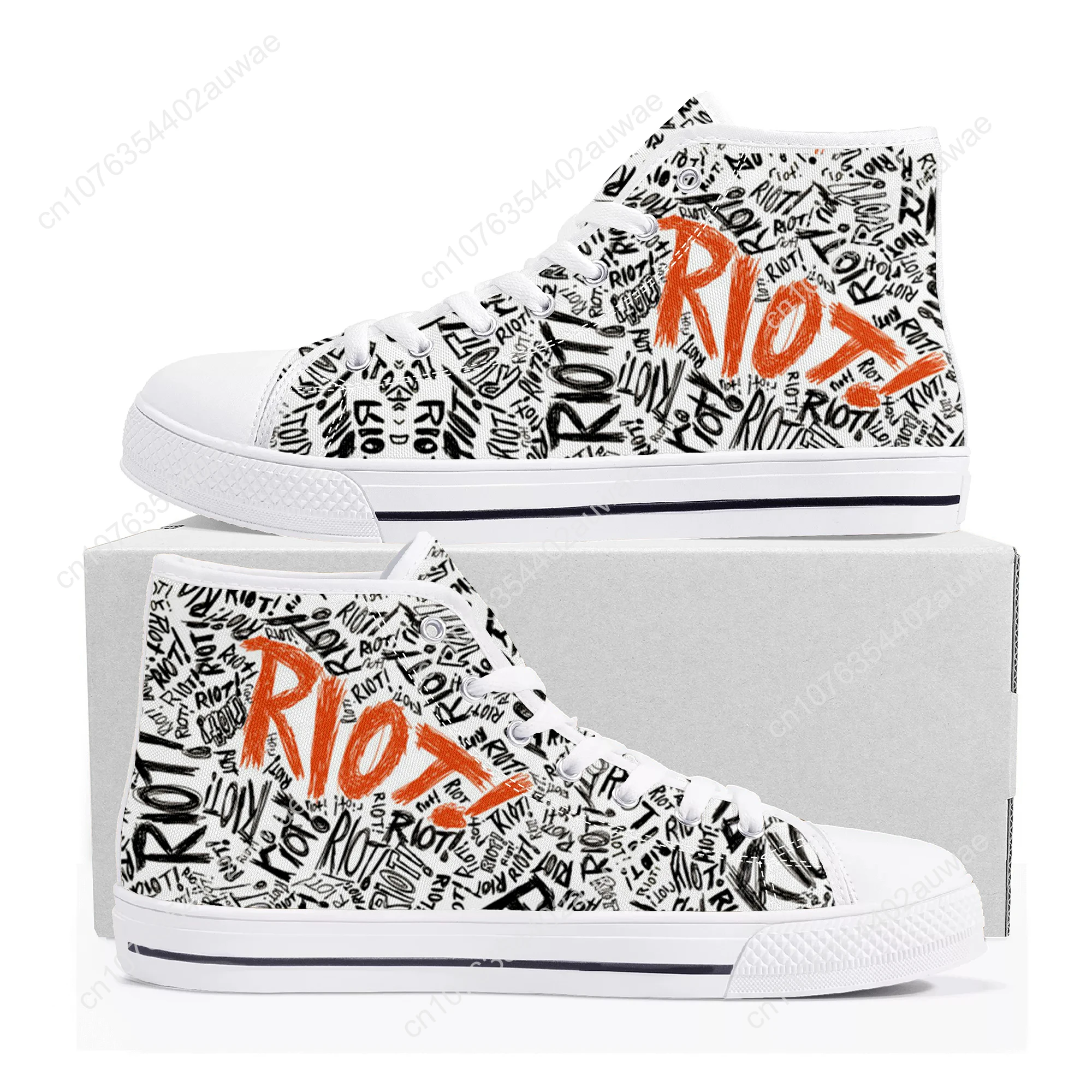 Paramore zespół rockowy Pop High Top wysokiej jakości buty sportowe mężczyzn nastolatek płócienne tennisówki Casual buty dla par niestandardowe białe buty