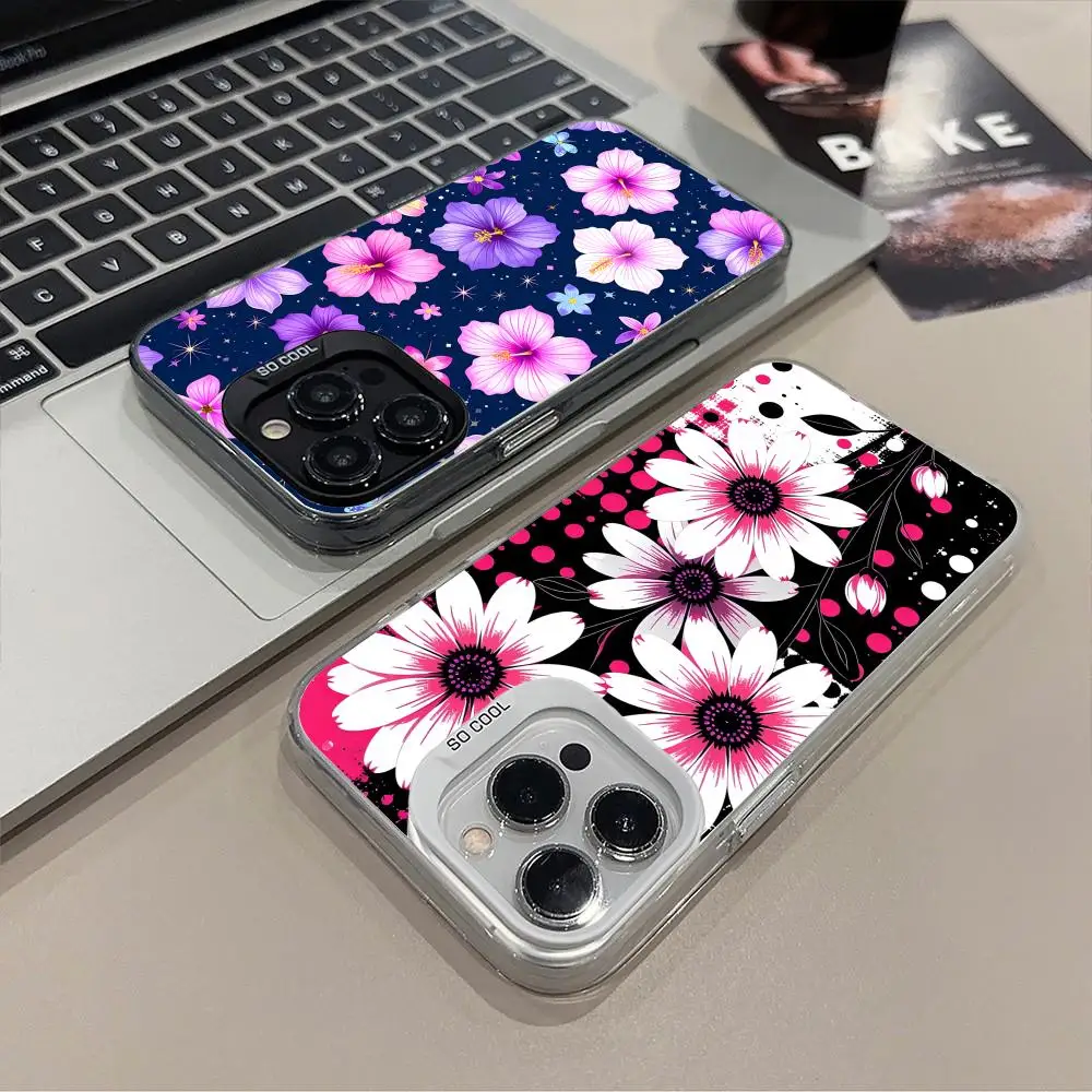 

Прозрачный чехол для телефона с цветочным узором для iPhone 17 16 15 14 13 12 11 X XR XS Air Pro Max Plus, красочный чехол