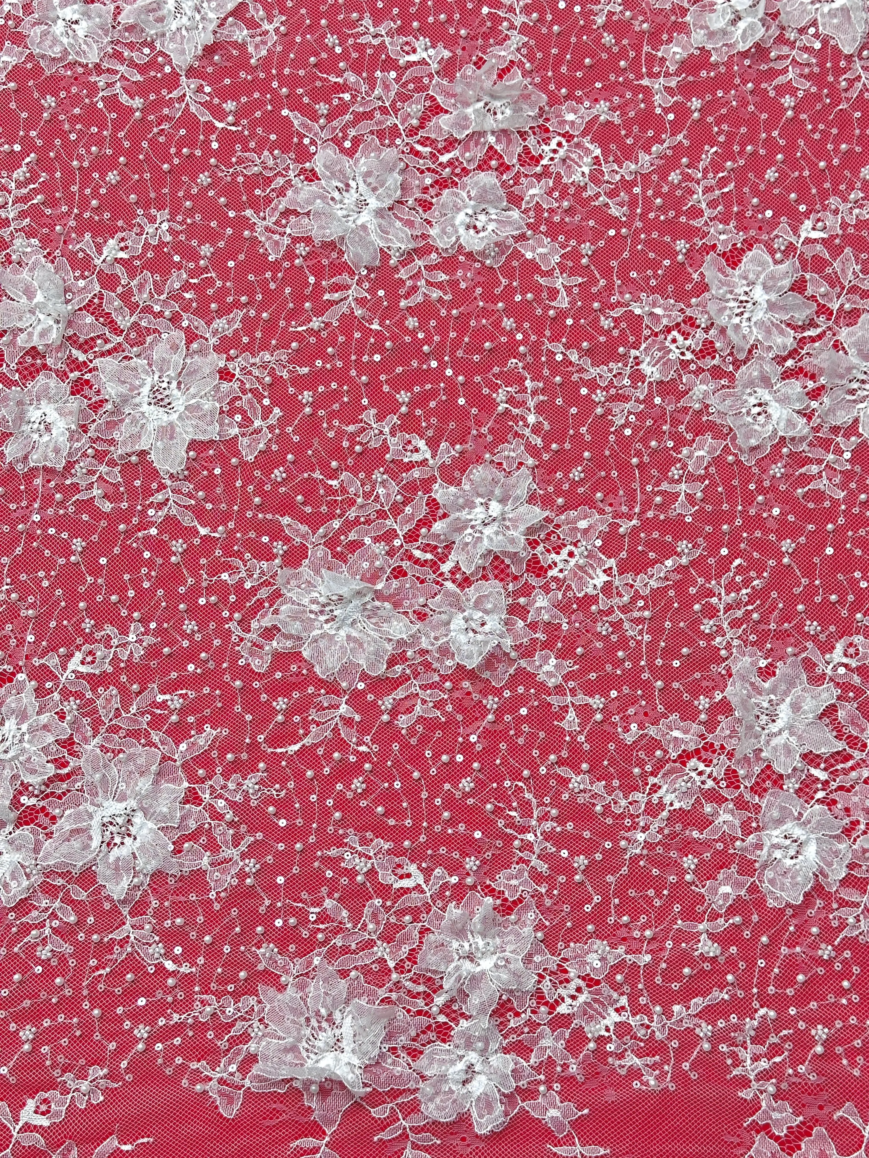 قماش شبكي لحفلات الزفاف من الدانتيل الفرنسي الفاخر 2026 مع ترتر شبكي فرنسي مطرز لفستان الحفلات ثوب الزفاف