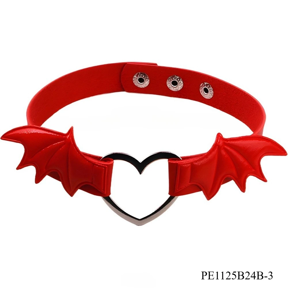PESENAR Dieser rote Halsband verfügt über Teufelsflügel und eine herzförmige Mitte, das sowohl neugierig als auch süß ist. Perfekt für den Valentinstag