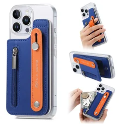 Kickstand Plastic Zipper Wallet with Card Holder Phone Case for iPhone 16 15 14 11 Pro Max XS XR 7 8 Plus 13 12 Mini Cover