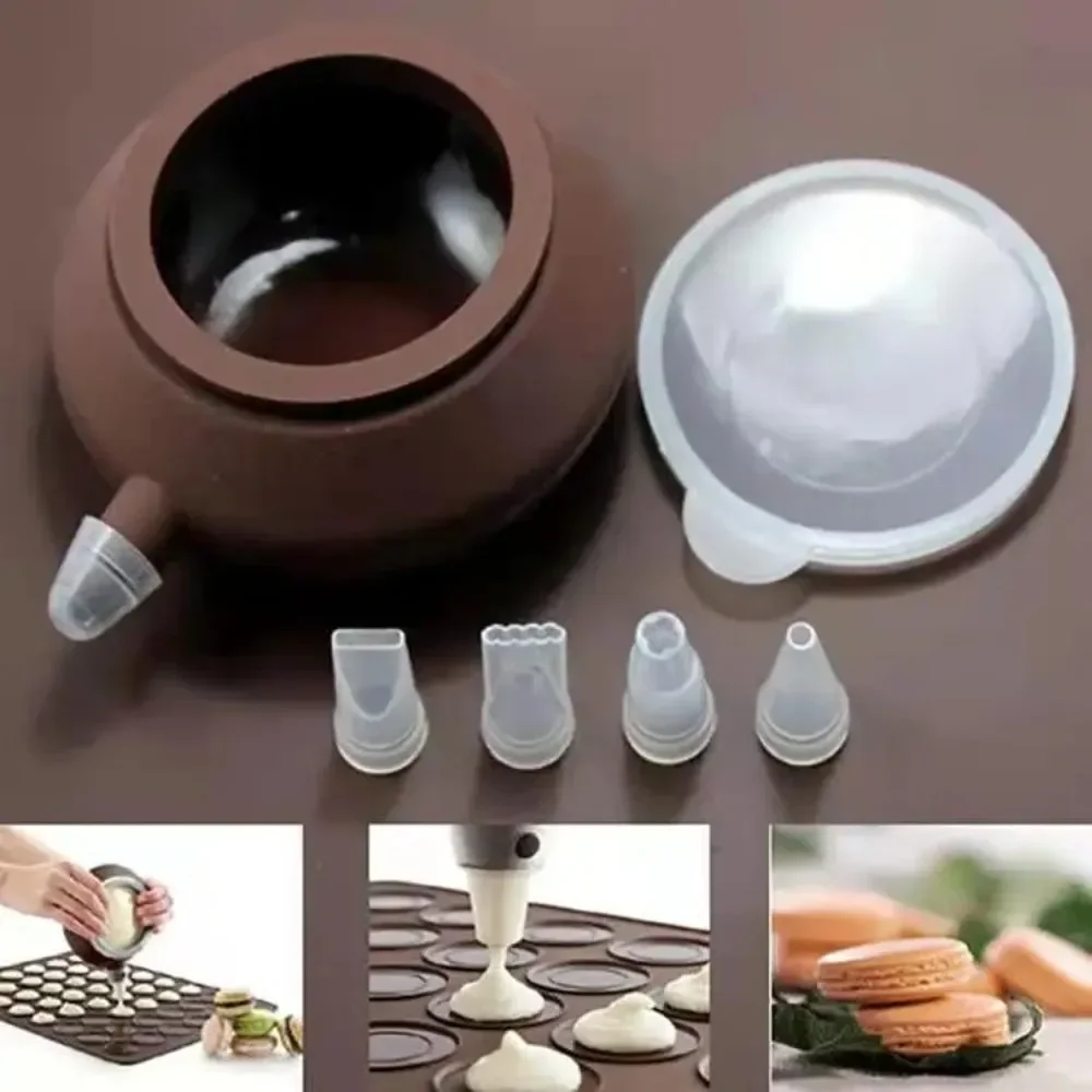 

Silicone Macaron Baking Mold Set Dessert Decorative Cake Decorating Pen Muffin Pastry Decor Reusable Butter Dispenser Piping Pot