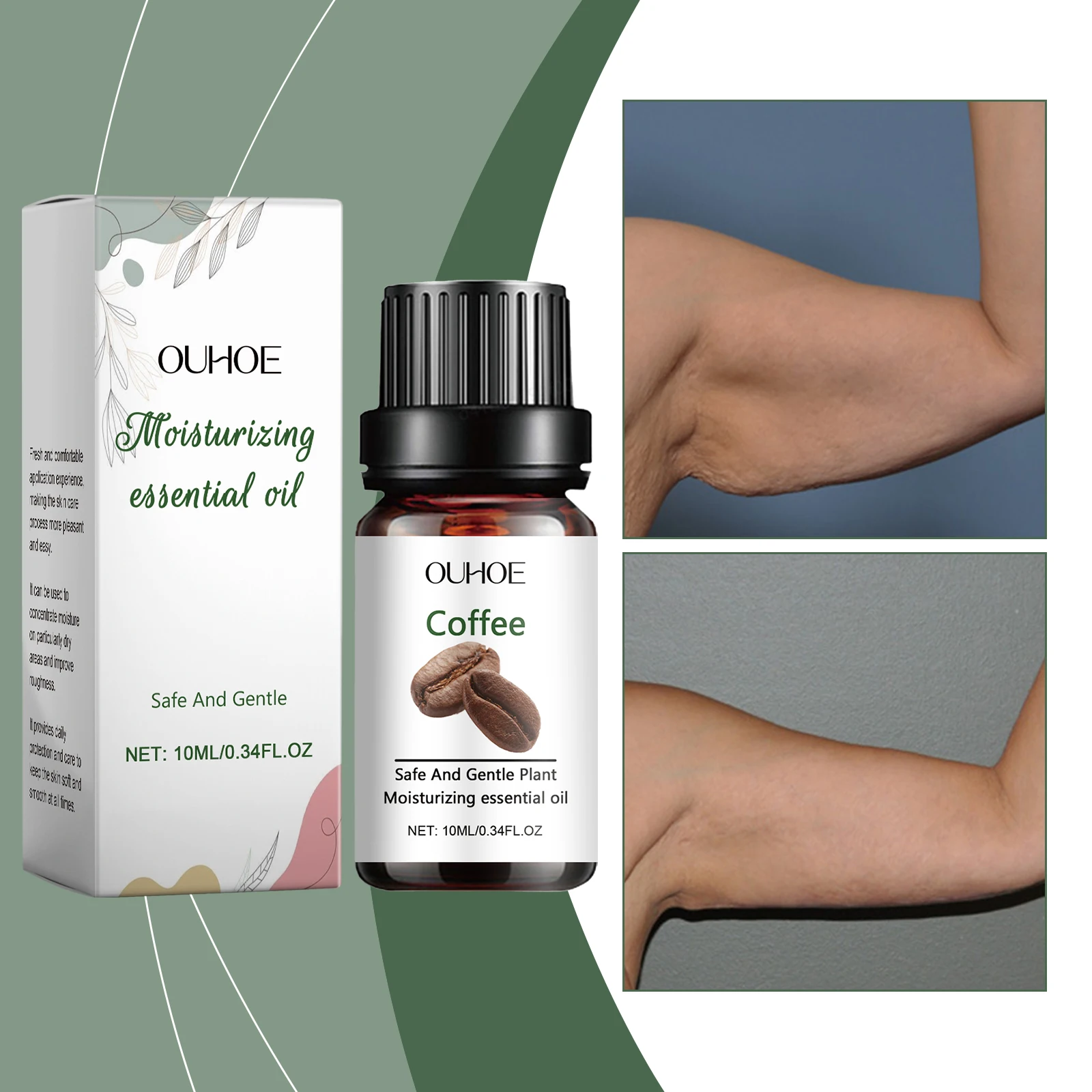 Coffee Moisturizing Essential Oil - 100% Pure Plant-Based Facial & Body Oil - 10ml/0.34oz - Safe for Sensitive Skin - Hydrating