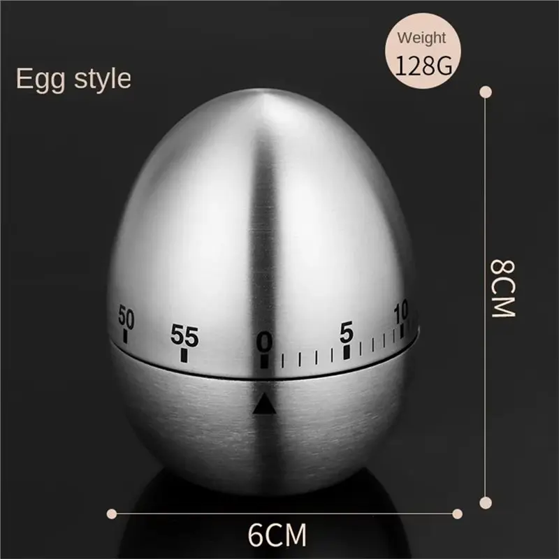 A53Q-Cute Kitchen Egg Timer 60 Minutes Mechanical Time Clock Stainless Steel Cooking Tools Kitchen Timer Counting Egg