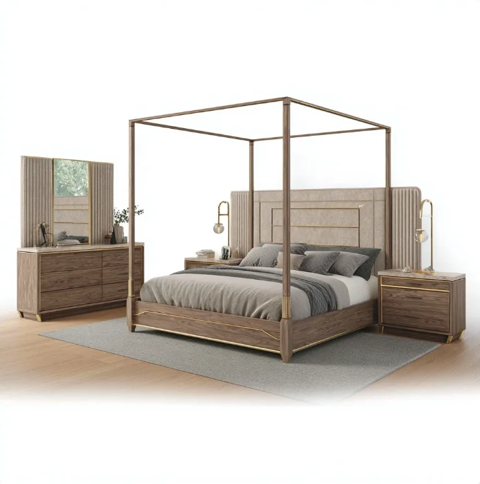 #Luxury Modern King Bed Tall Solid Wood Frame Adjustable Height Durable  Color Bedroom Furniture