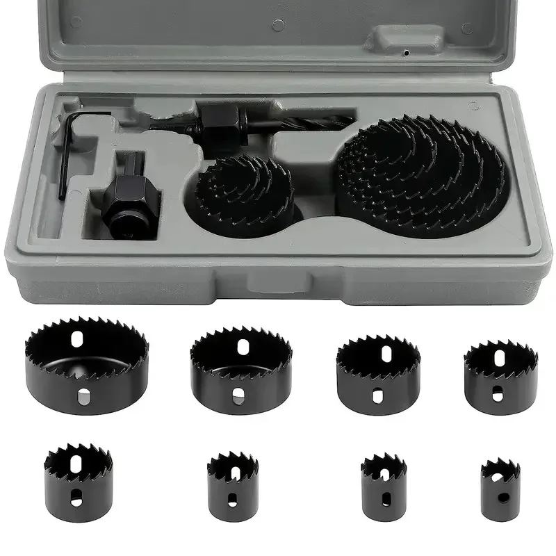 11pcs Hole Saw Set Hole Saw Kit With 8Pcs Saw Blades Durable Carbon Steel Metal Circle Power Drill Hole Cutter for Wood Plastic