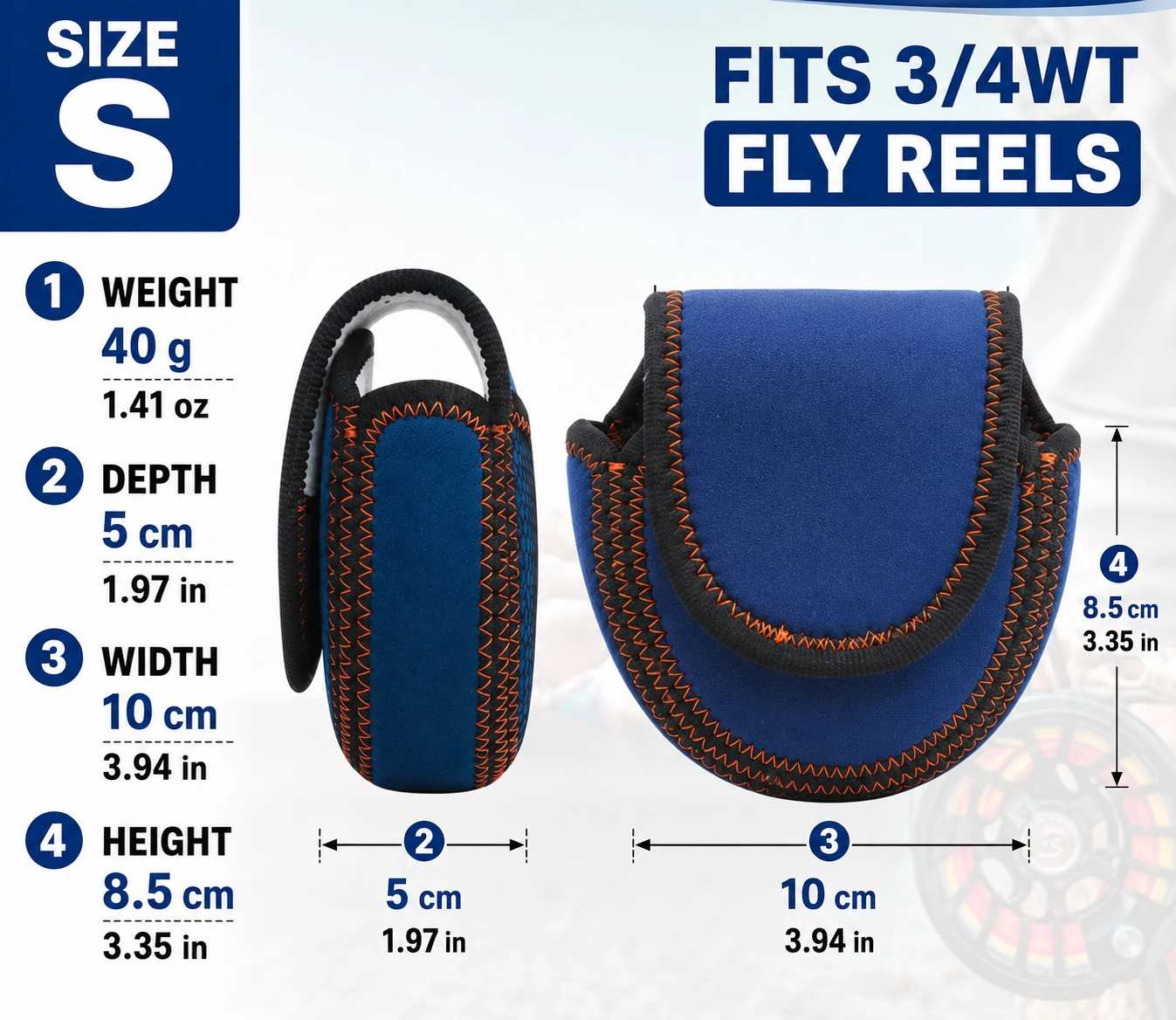 Maximumcatch Neopren-Schutzhülle für Fliegenrollen, 3/4/5/6/7/8WT, Hülle für Fliegenfischerrollen – Detail 6