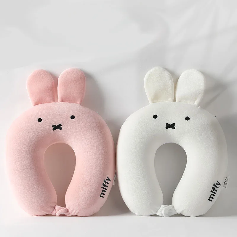 새로운 Miffy U 자형 베개 Kawaii 만화 메모리 코튼 목 베개 자동차 홈 오피스 낮잠 베개 여행 휴대용 비행기 베개