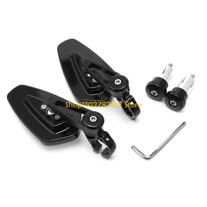 

547B Universal 7/8" Black Motorcycle Billet Aluminum Bar End Side Rearview Mirrorsc