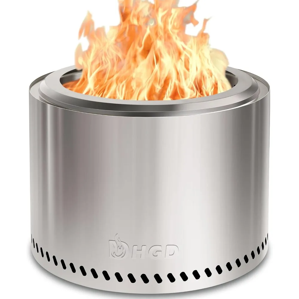 

20 Inch Outdoor Wood-Burning Fire Pit, Stainless Steel Backyard Patio Heater for Garden and Picnic Use