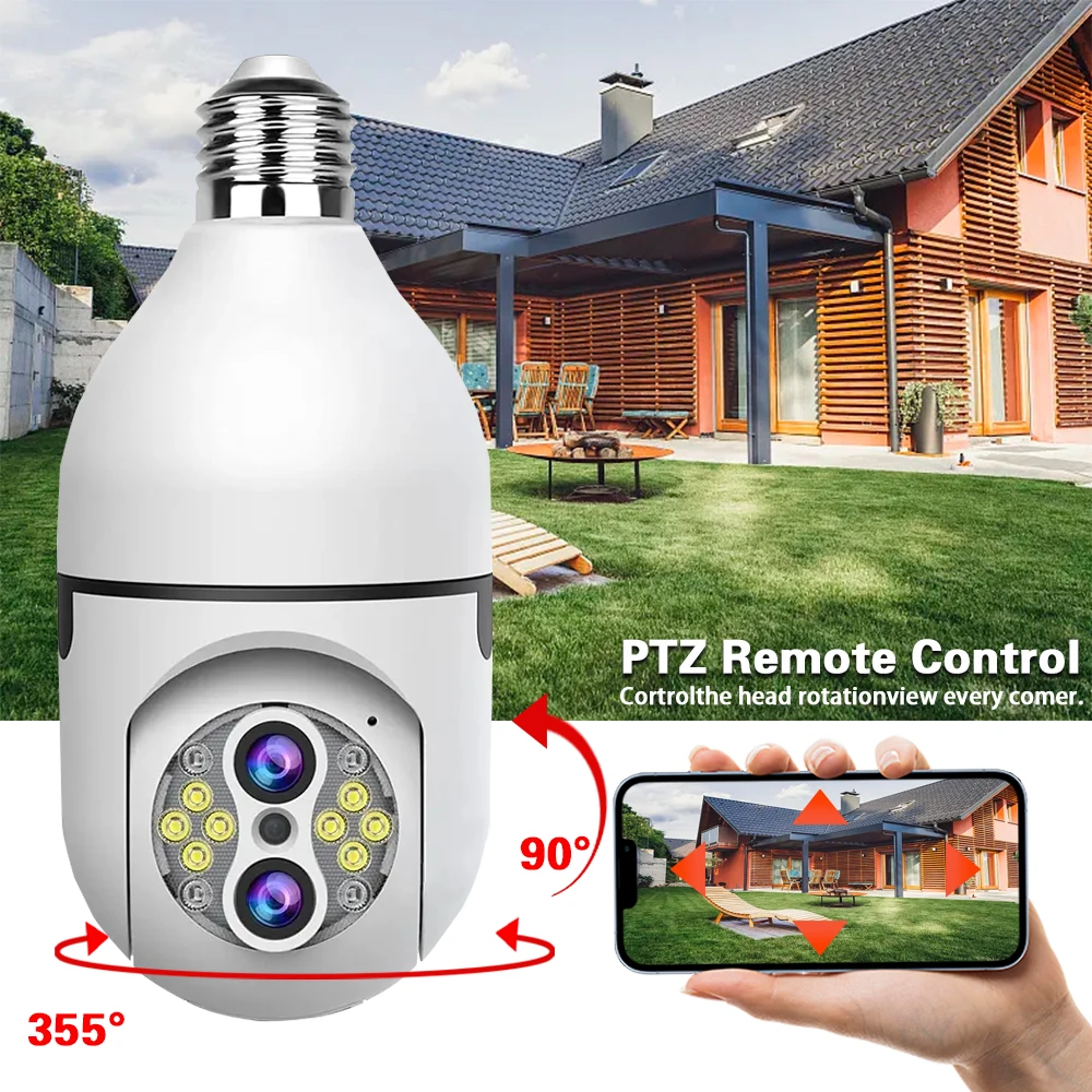 8MP 4K E27 lampadina telecamera WiFi Baby Monitor 10X Zoom monitoraggio automatico videosorveglianza per interni sicurezza domestica Cam proiettore Carecam