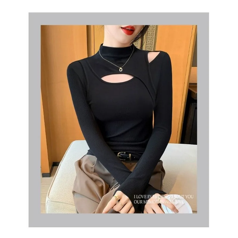 

Half Turtleneck Bottoming Shirt for Women Autumn Winter New Fashion Slim Long-sleeved Fashionable Knitted Top