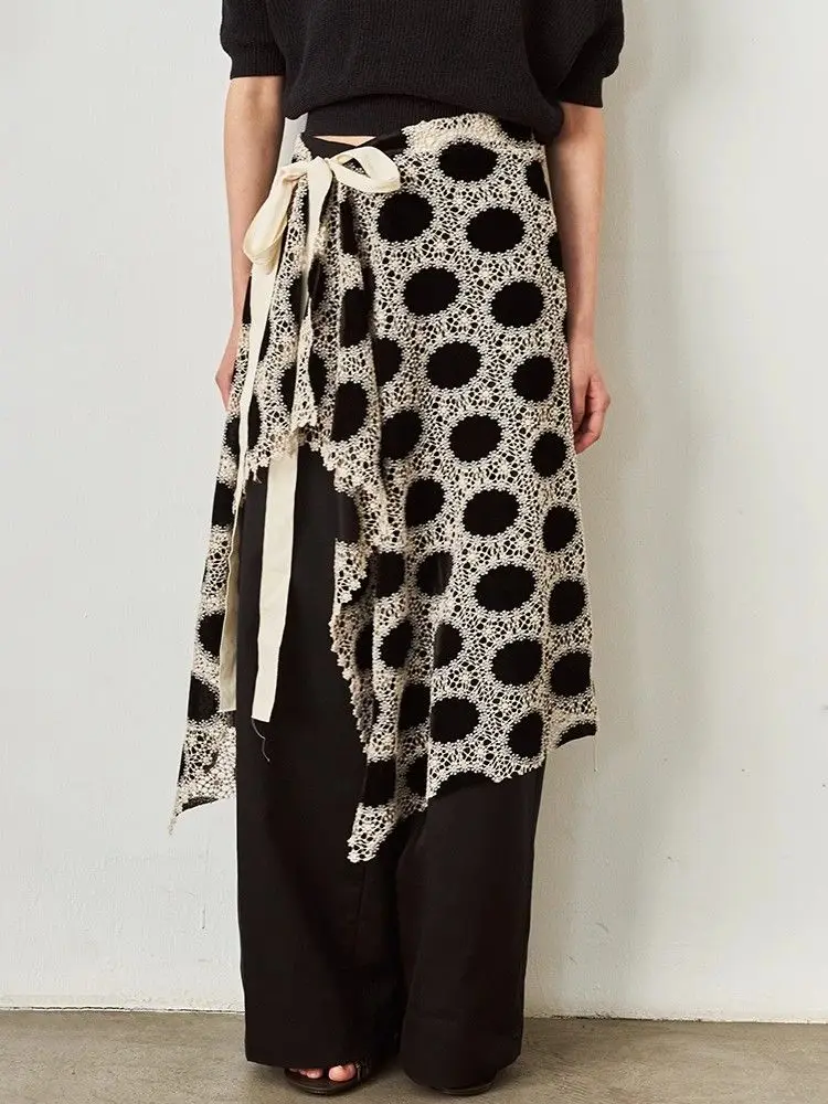 Lace polka dot apron blouse stacked fart curtain wear-resistant and comfortable skirt  korean style