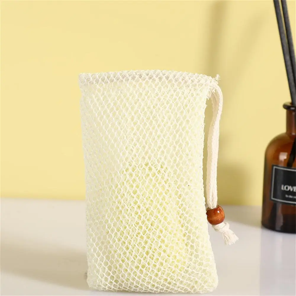 Natural Sisal Soap Bag Saver Pouch Bar Soap Exfoliating Mesh Bags for Shower Soap Holder Bubble Foam Net Pocket