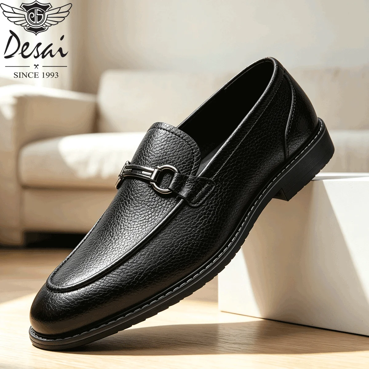 Desai Men's 2026 Business Horsebit Loafers SlipOn PU Leather WearResistant Sole For Party Office Daily Commute Footwear