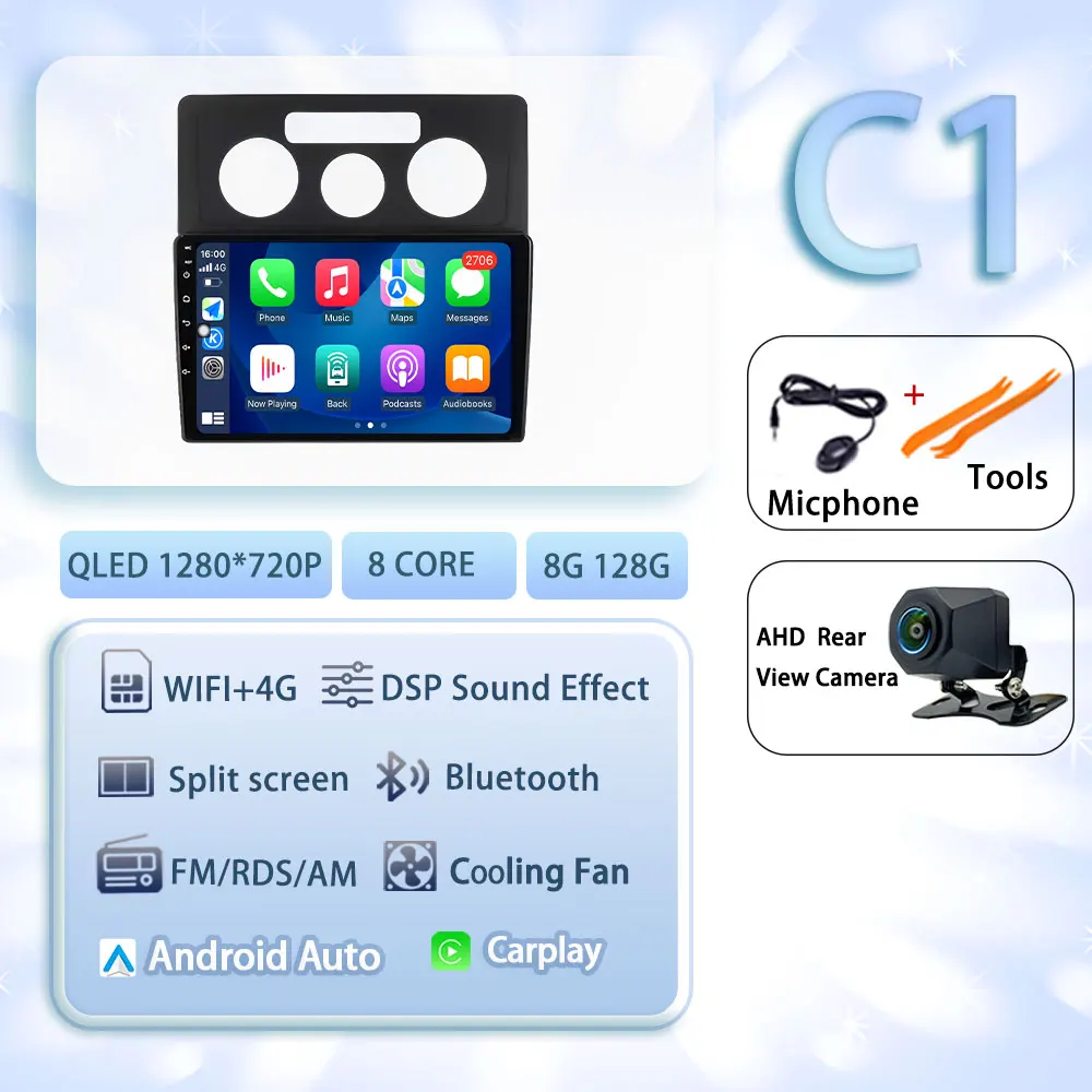 Android 15 Voor VW Volkswagen Caddy 3 2 K III 2004-2010 Autoradio Multimedia Video Player Navigatie stereo GPS Geen 2din geen dvd 4G - afbeelding 1