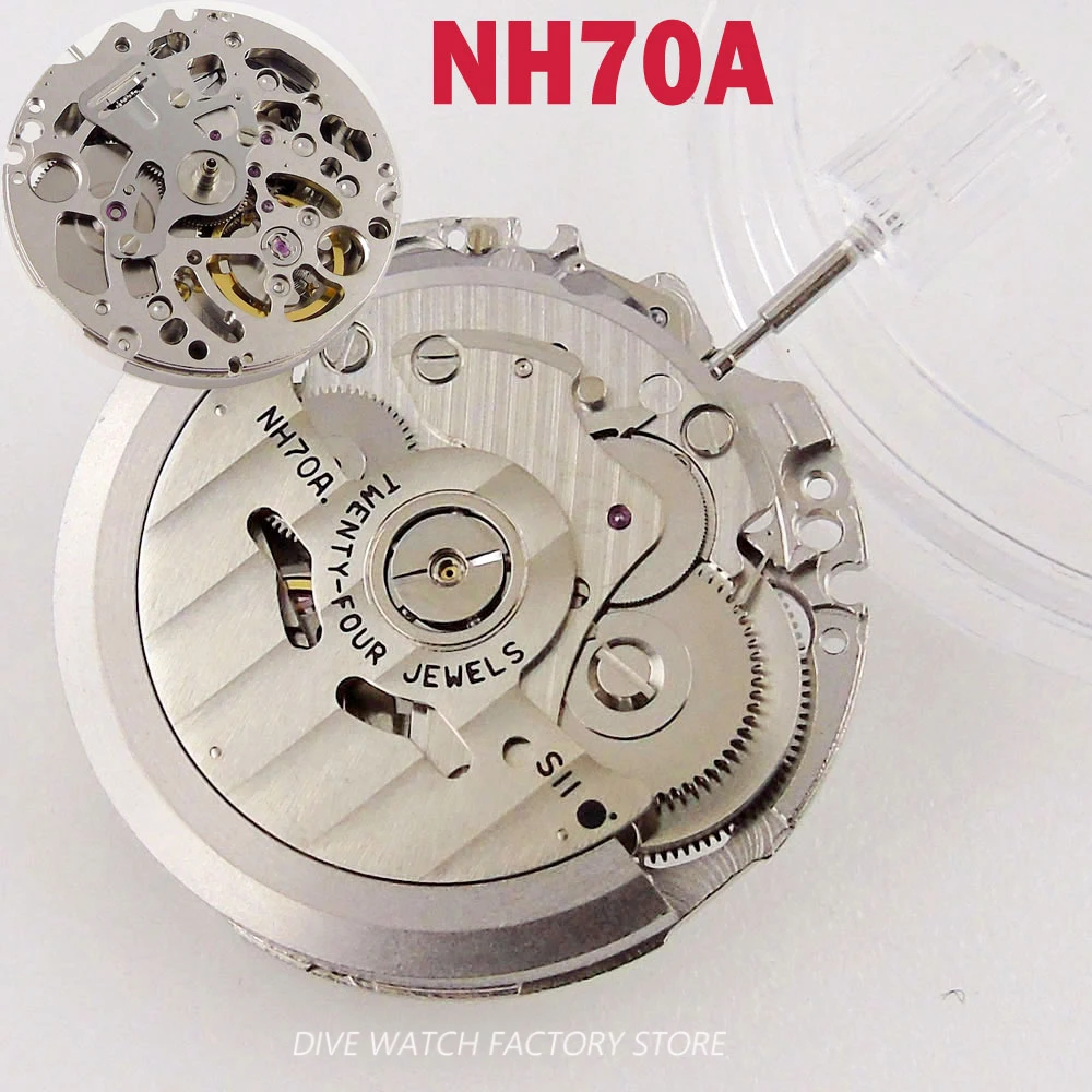 21600 BPH 24 Jewels High Accuracy Part Hollow NH70 NH70A Automatic Mechanical Watch Movement Mod Replacement Accessories