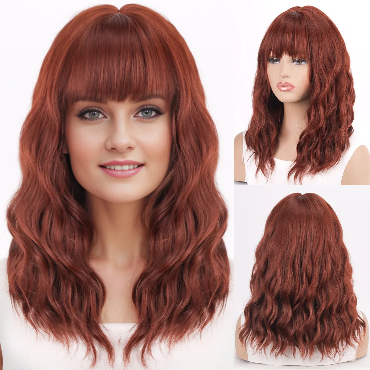 

Wig Female Short Hair Water Ripple Round Face Fluffy Natural Short Curly Hair Full Headgear