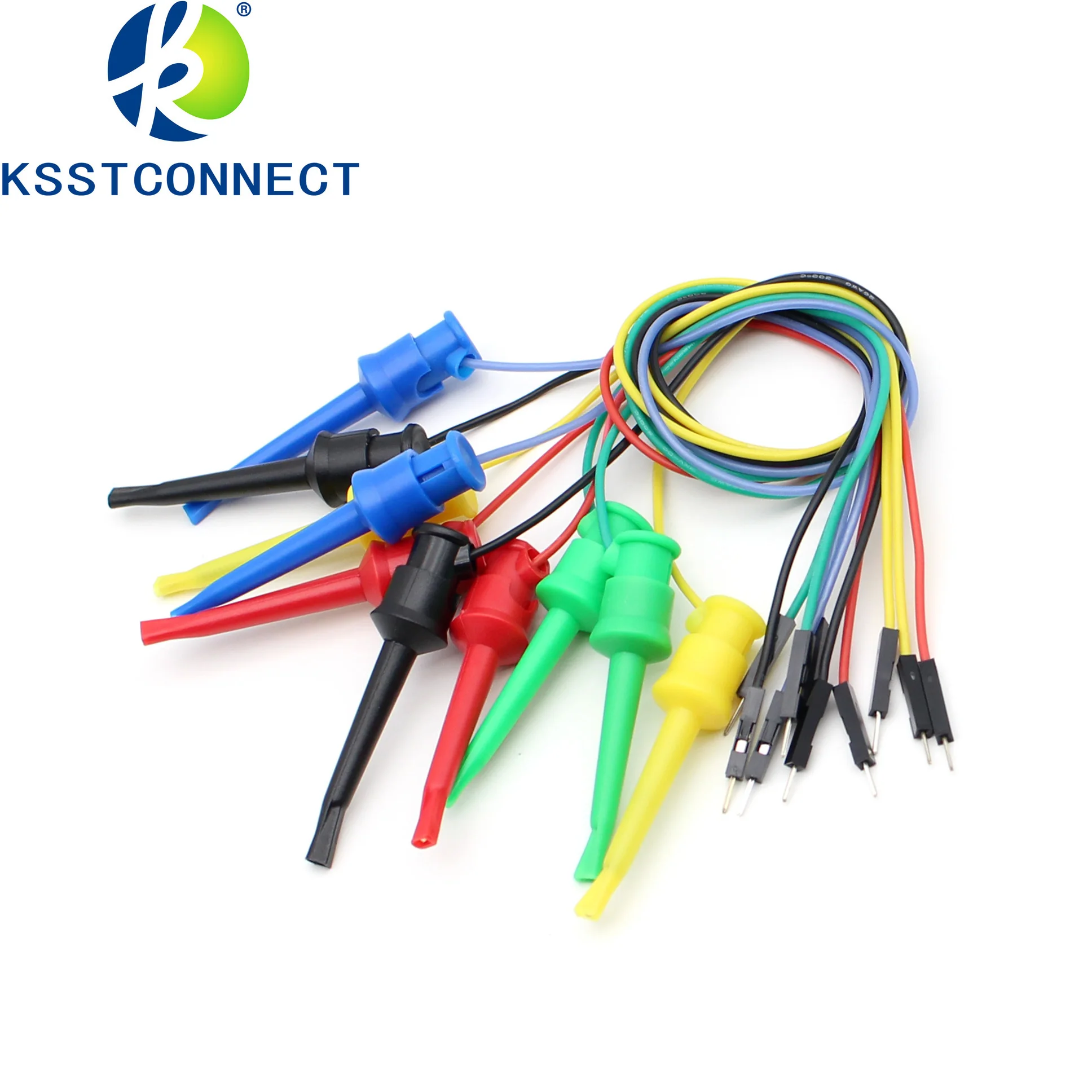 Imagem -05 - Cabo de Silicone para Osciloscópio Breadboard Analisador Lógico Clipe Gancho de Teste Dupont Masculino e Feminino Jumper Wire 26awg 10 Pcs