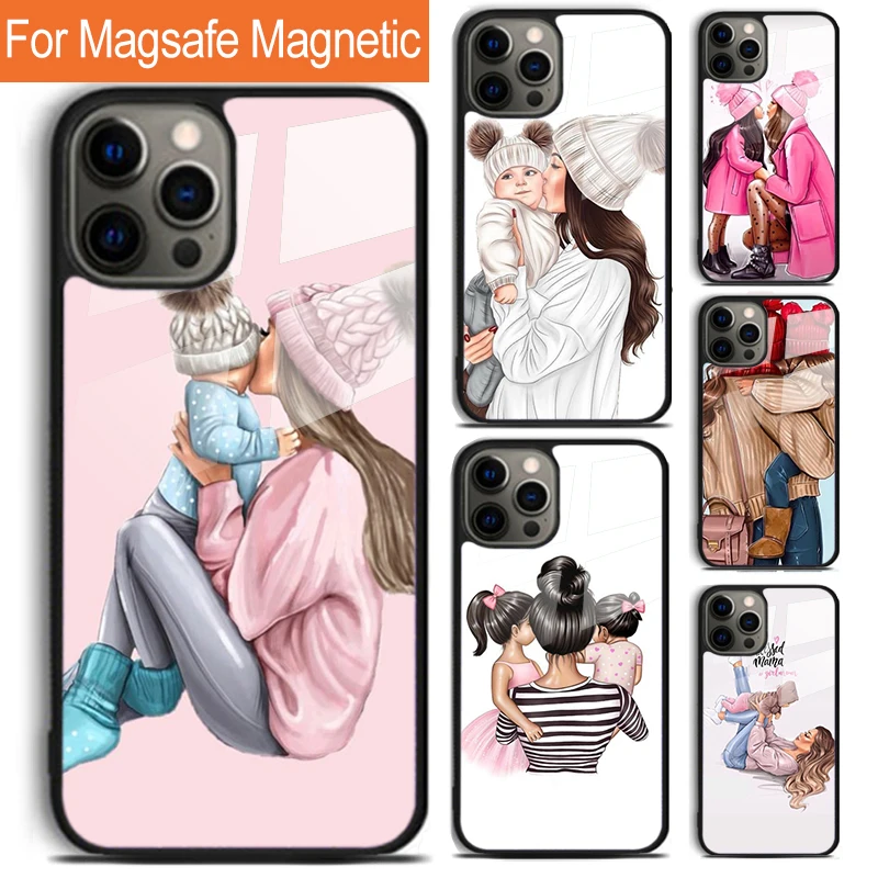 Familie Mom Girl Women Phone Case For iPhone 16 15 14 13 12 11 Pro Max Plus Magsafe Magnetic Wireless Charging Cover