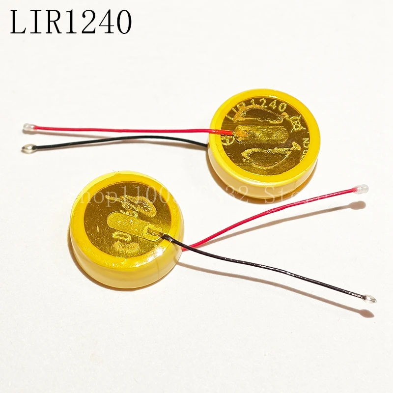 2PCS/LOT LIR1240 3.6V with Line Lithium Battery 1240 for Bluetooth Headset Mouse Welding Wire 3.6V Rechargeable Coin Cell