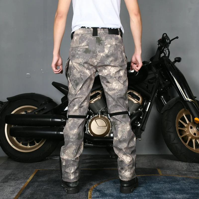 

2026 Fashion Men Camouflage High Waist Riding Jeans Windproof Waterproof Breathable Anti-Fall Silicone Non-Slip Motorbike Pants
