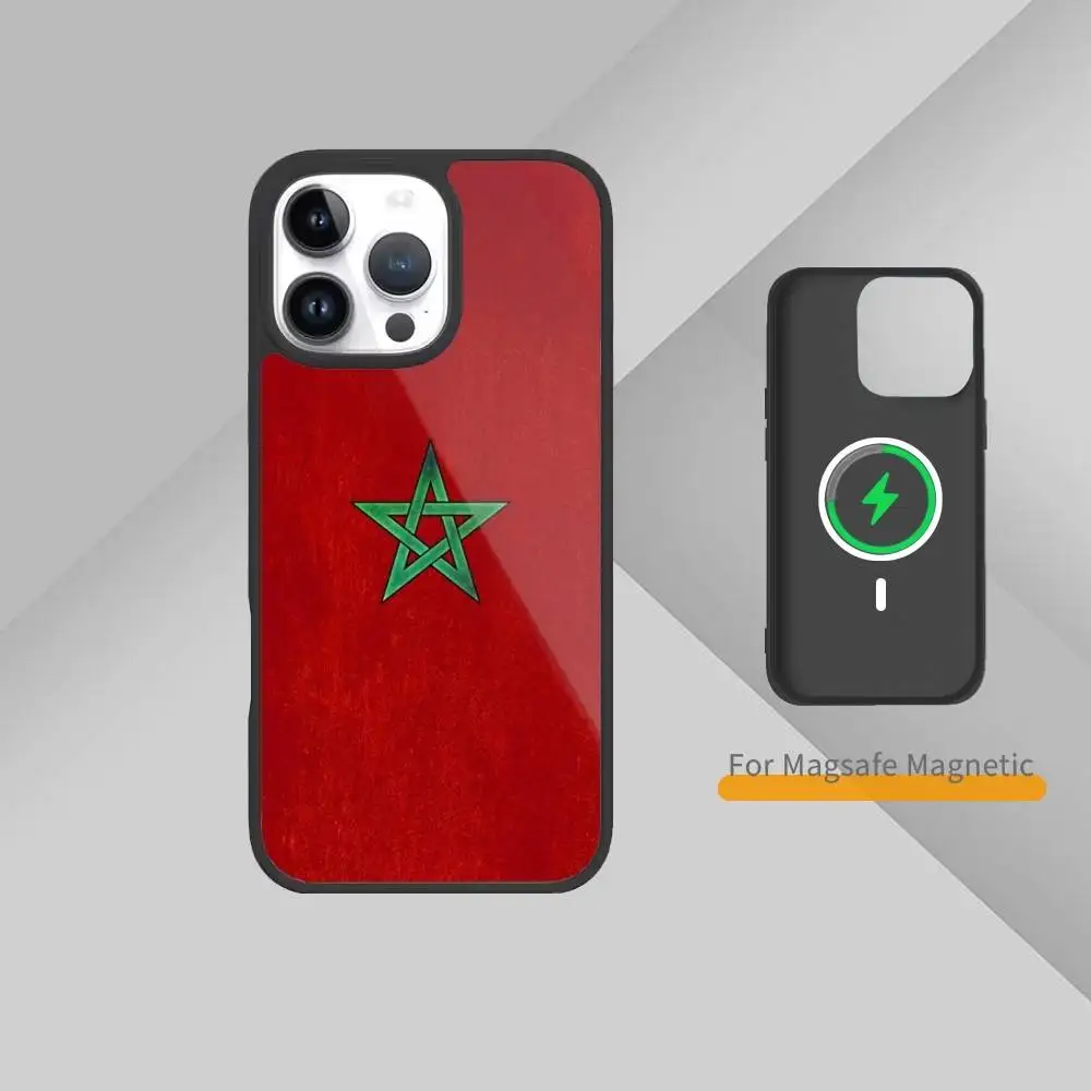 Casing Ponsel Bendera M-Maroko-ES Untuk iPhone17,16,15,14,13,12,11 Plus,Pro Max Magnetik Untuk Pengisian Daya Nirkabel Magsafe