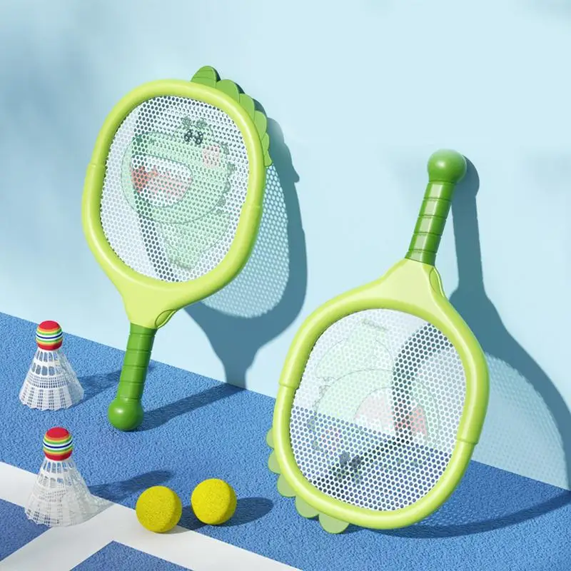 Tennis Racket Set Kids Sports Training Toy Dinosaur-Themed Toddler Tennis Racket Kids Tennis Racquet Set Indoor Sports Play For