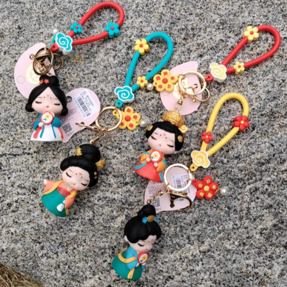الحلو سيليكون المطاط النمط الصيني المفاتيح الديكور الحلي الكرتون الدمى قلادة حقيبة معلقة سيارة حلقة رئيسية الفتيات
