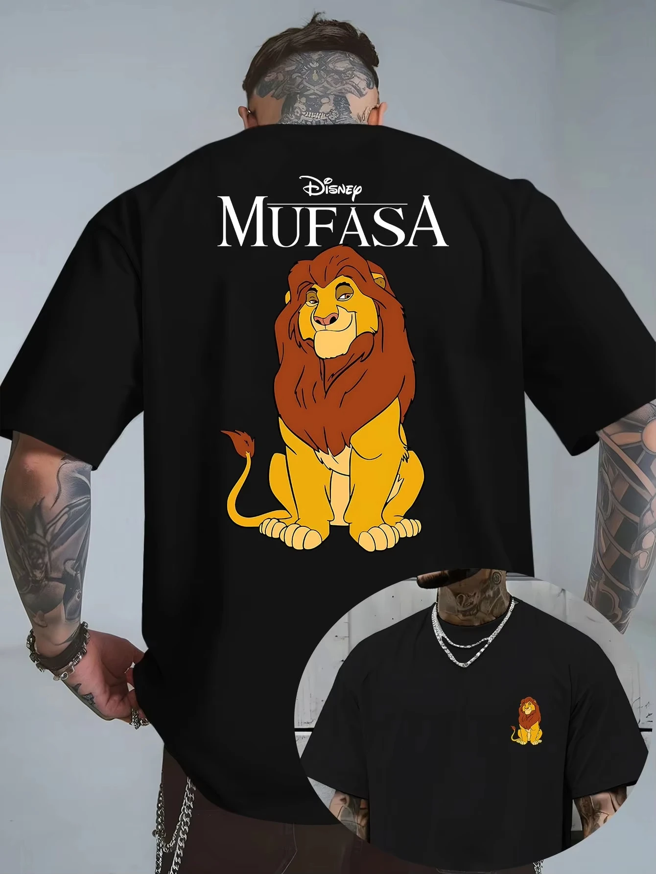 

Мужская футболка с принтом «Король Лев» Дисней 2026, повседневная, для отдыха и тематических мероприятий, унисекс, хлопок, короткий рукав, оверсайз