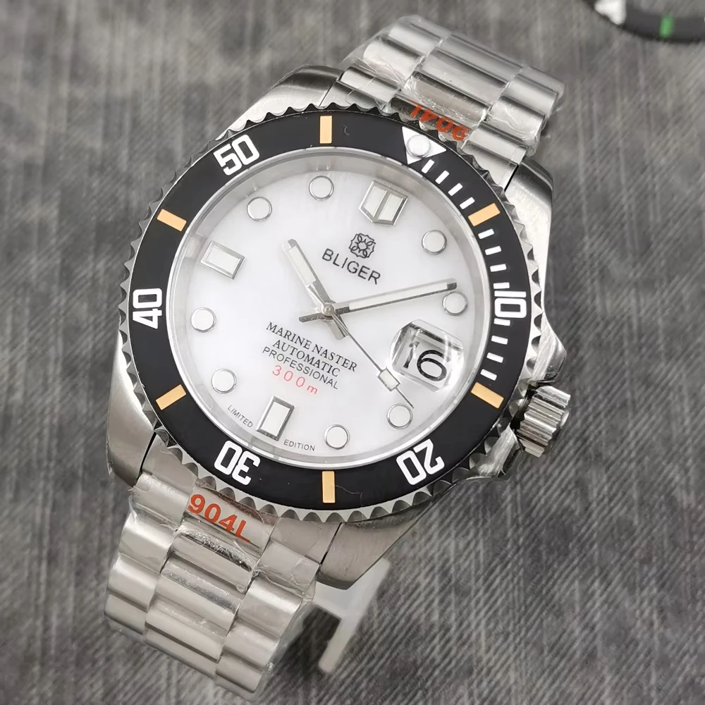 

40MM Bliger Luxury NH35 Mechanical watch Sapphire crystal imitation Carbon ceramic bezel Luminous Automatic Men s watch